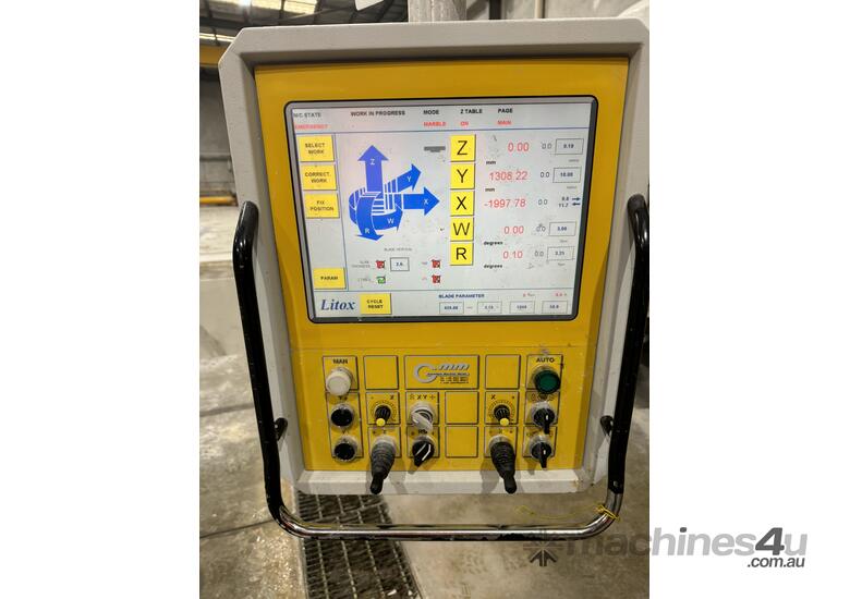 caption GMM LITOX 38 5-Axis Bridge Saw – 2007 Model with New Blade Inverter and Full Automation Software