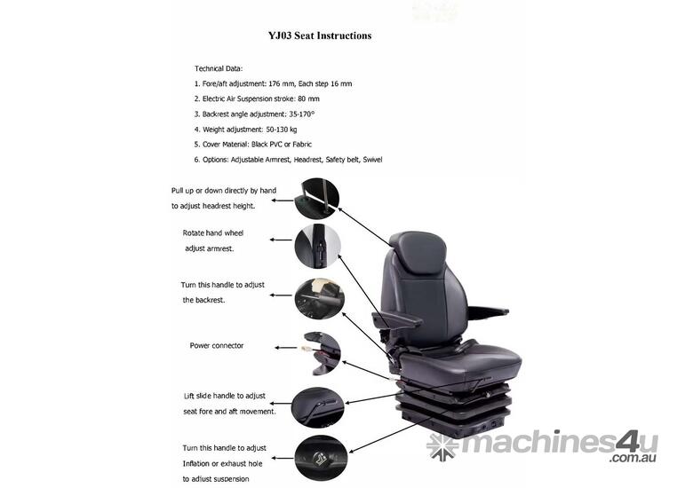 caption 2025 Zoomlion YJ03 Universal Driver Seat