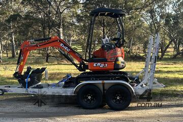 Excavator 2 Tonne & trailer package with Auger, Rock Breaker & FREE Attachments.