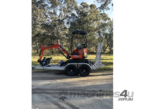 caption Excavator 2 Tonne & trailer package with Auger, Rock Breaker & FREE Attachments.