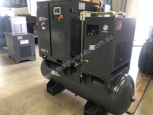 5.5kW Screw Compressor with tank and dryer 27 cfm
