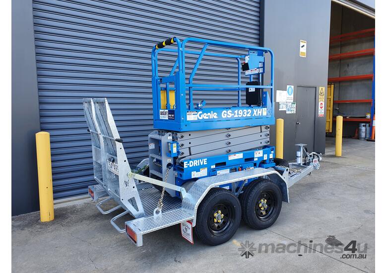 caption Genie GS1932 XH 19ft Electric Scissor Lift - Optional Trailer Package