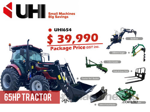 65HP UHI654 Tractor with 7 Attachments