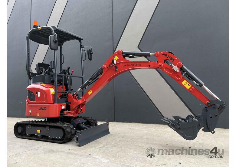 caption UHI 16hp Kubota Engine XU20 mini Excavator Zero Swing with Expandable Track & Swing Boom.