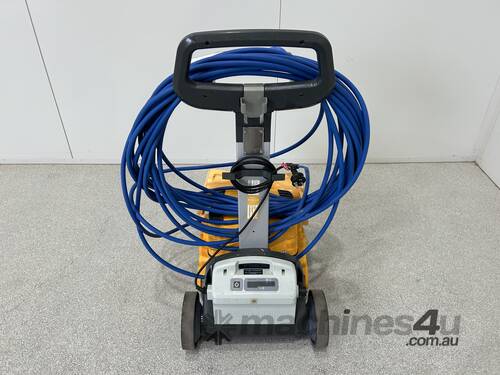 Maytronics Dolphin Wave 100 pool cleaner with power supply and trolley