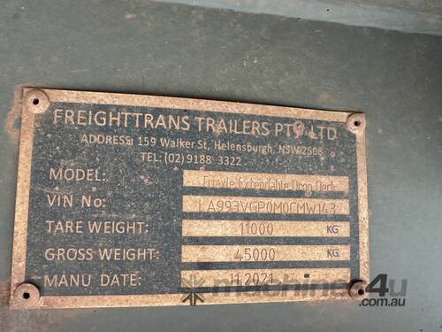 caption 2022 Freighttrans Tri Axle Drop Deck Extendable Trailer