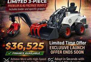 Brand New Ozziquip AL40 Mini Loader 4-in-1 with Wood Grapple 3-Piece Package