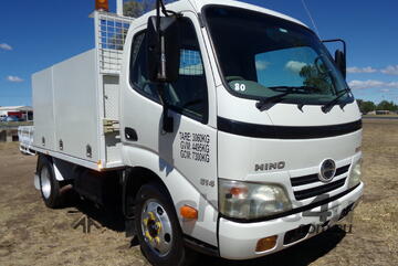 Hino 300 Series 614 Automatic 4x2 Traytop Service Body. Ex Council.