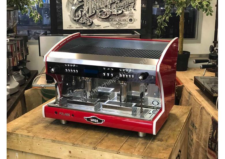 Click to view full size photos WEGA POLARIS TRON 2 GROUP RED ESPRESSO COFFEE MACHINE NEW