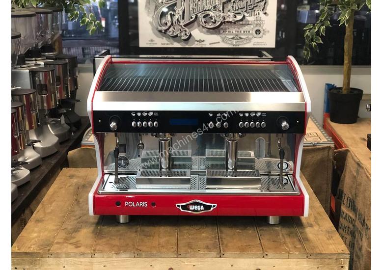 Click to view full size photos WEGA POLARIS TRON 2 GROUP RED ESPRESSO COFFEE MACHINE NEW