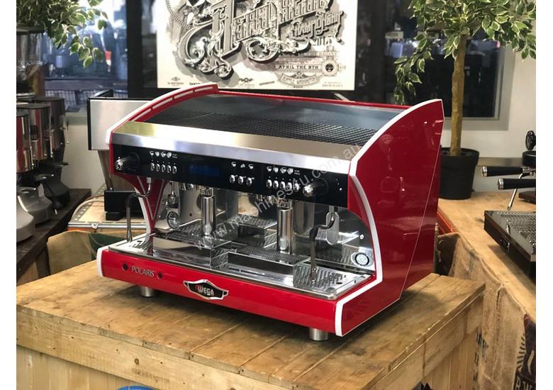 Click to view full size photos WEGA POLARIS TRON 2 GROUP RED ESPRESSO COFFEE MACHINE NEW