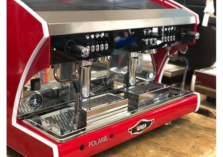 Click to view full size photos WEGA POLARIS TRON 2 GROUP RED ESPRESSO COFFEE MACHINE NEW