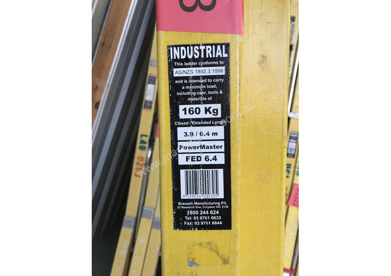 caption Branach FiberglassExtension Ladder 3.9 - 6.4 Meter Industrial Quality