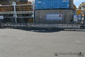 Stainless steel plastic link belt motorised 0.75kw conveyor 10m long 360mm wide