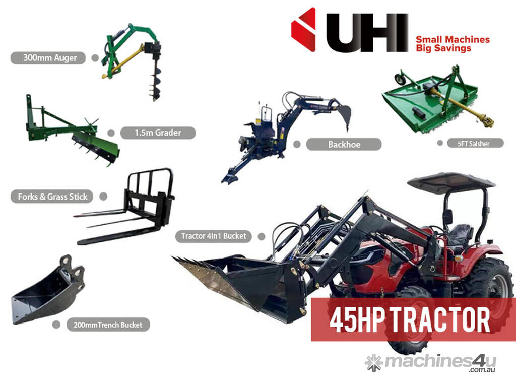 New 2022 UHI Machinery 2022 45HP UHI454 TRACTOR WITH 7 ATTACHMENTS