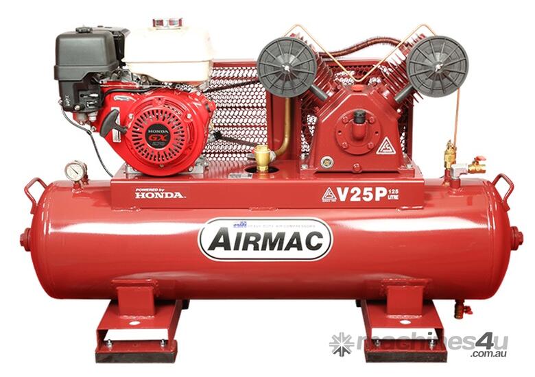 caption CVA Compressors - New Airmac V25P Honda Petrol Piston Compressor - 17.1cfm