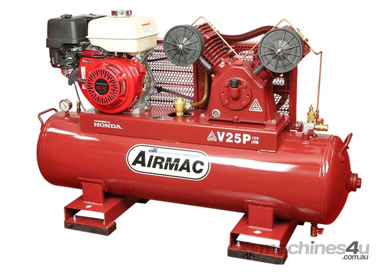 caption CVA Compressors - New Airmac V25P Honda Petrol Piston Compressor - 17.1cfm