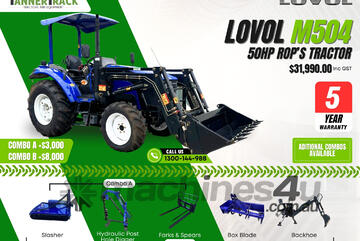 TANNERTRACK - LOVOL M504 50HP 4WD Tractor inc Loader & 4in1 Bucket