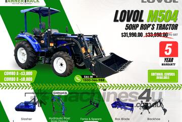 TANNERTRACK - LOVOL TB-1 50HP Rop's, Synchromesh Gearbox 4WD Tractor with 4in1 Loader