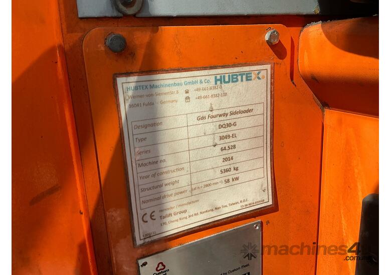 caption 2014 Hubtex DQ30-G Reach Forklift