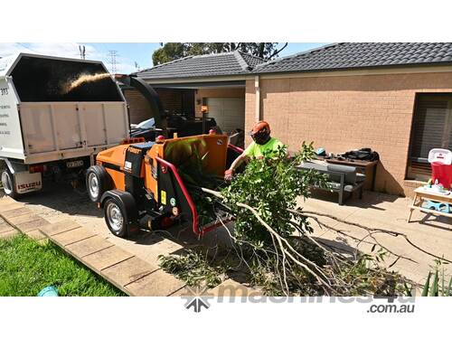 caption Used Forst ST8D - Trailer Mounted 8-inch Wood Chipper | Started Work: 06-Mar-25