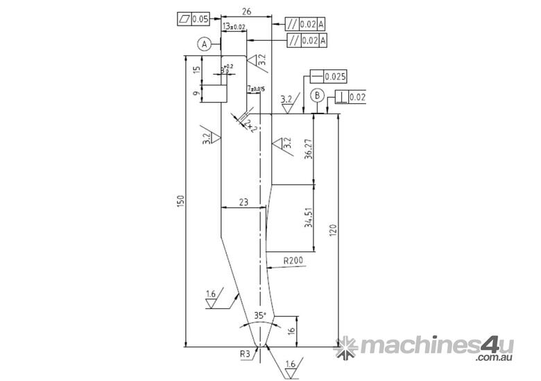 Click to view full size photos PRESS BRAKE TOOLING TOP PUNCH 3MM RAD SEGMENTED