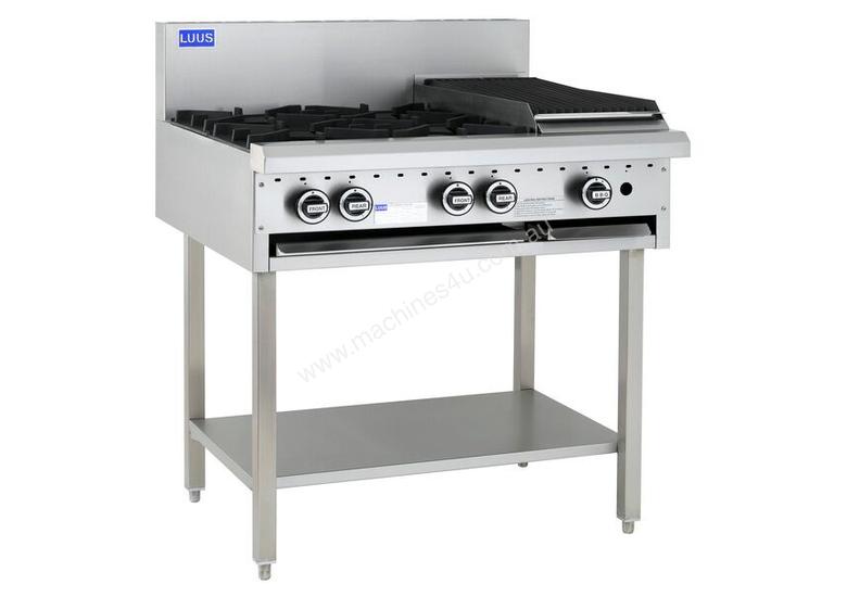 caption 4 Burner 300mm Chargrill Cooktop with legs & shelf