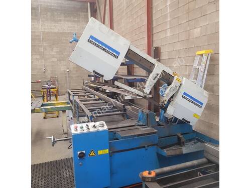 Parkanson Bandsaw with free roller conveyor and roller stands