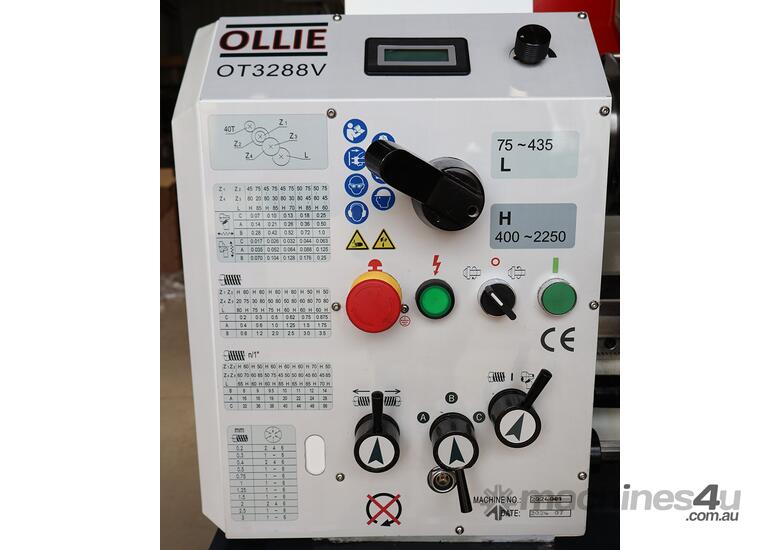 caption OT3288V Metal Lathe - 320 x 880, 38mm spindle bore, Taiwanese Delta inverter, NSK spindle bearings