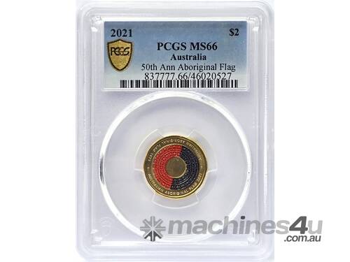caption 2021 50th ANN ABORIGINAL FLAG COLOURED $2 COIN