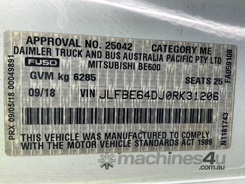 2018 Mitsubishi Rosa BE600 Bus