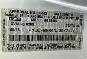 2018 Mitsubishi Rosa BE600 Bus