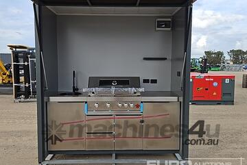 Unused BBQ House, Stainless Steel Barbecue Grill, Stainless Steel Sink