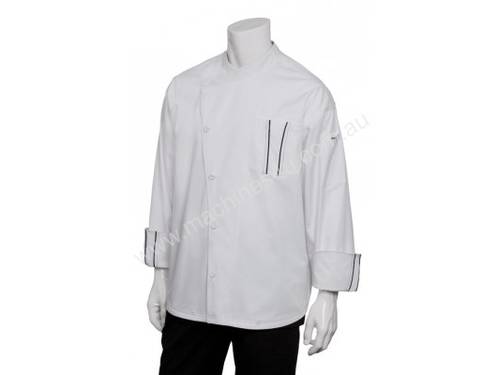 Chef Works SILS-WET Amalfi Signature Series Chef Jacket White/Black Piping