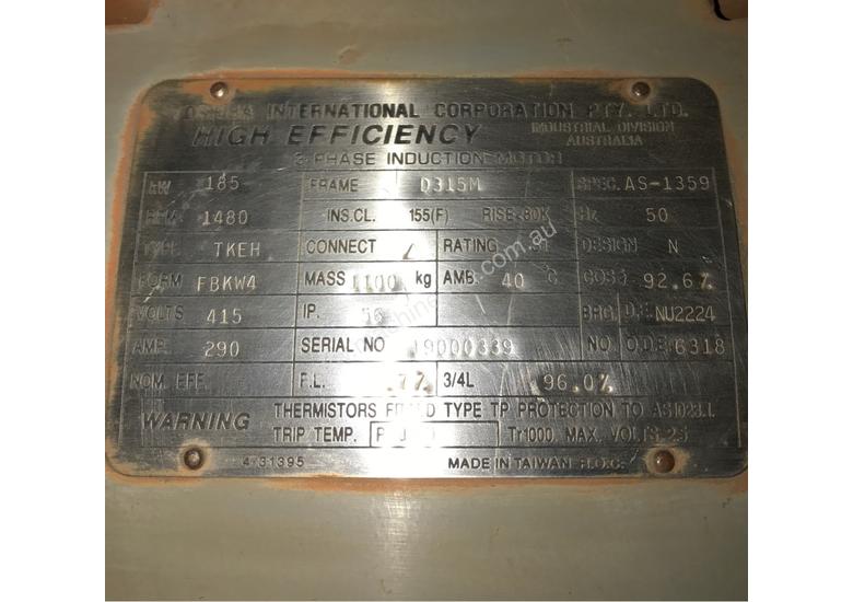 185 kw 250 hp 4 pole 415 volt AC Electric Motor