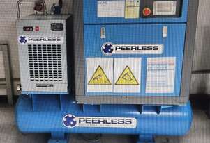 Peerless 7.5kw 3in1 VSpd. Focus 7.5kw VSpd/ 15kw. AdiComp 11kw. CompAir L18. Atlas Copco GA22VSD