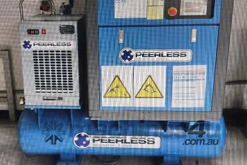 Peerless 7.5kw 3in1 VSpd. Focus 7.5kw VSpd/ 15kw. AdiComp 11kw. CompAir L18. Atlas Copco GA22VSD