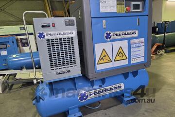 Peerless 7.5kw 3in1 VSpd. Focus 7.5kw VSpd/ 15kw. AdiComp 11kw. CompAir L18. Atlas Copco GA22VSD