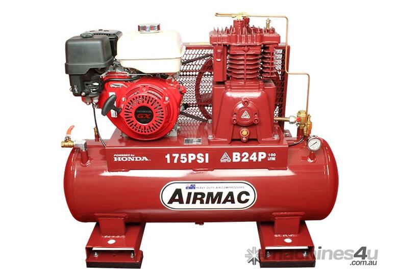 caption CVA Compressors - New Airmac V24P Honda Petrol Piston Compressor - 16.6cfm - 175psi