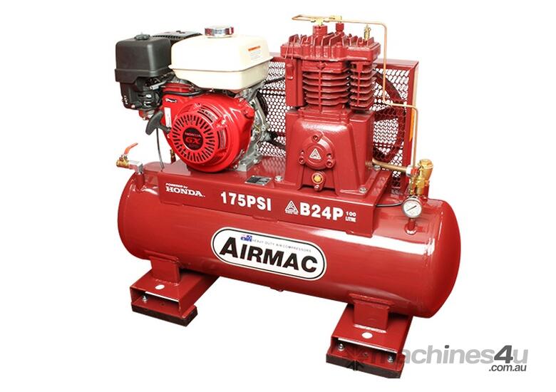 caption CVA Compressors - New Airmac V24P Honda Petrol Piston Compressor - 16.6cfm - 175psi