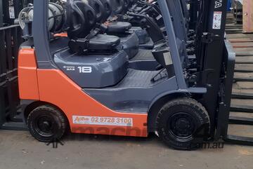 ACTIVE FORKLIFTS - 2015 Toyota 8fg18 1.8 ton forklift for sale-4.5m mast side shift solid tyres ACTIVE FORKLIFTS - 2015 Toyota 8fg18 1.8 ton forklift for sale-4.5m mast side shift solid tyres