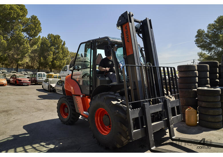 caption AUSA C201H Rough Terrain Forklift - OPEN CAB, 4X4