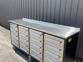 Unused 7FT 20 Draw Stainless Steel Work Bench - picture0' - Click to enlarge