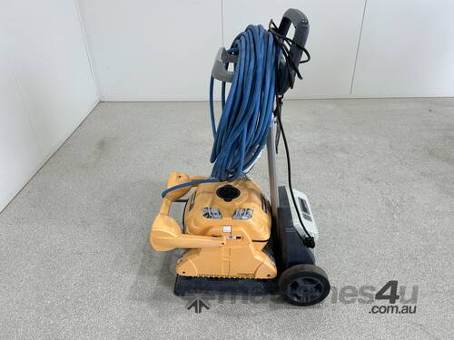 Maytronics Dolphin Wave 100 pool cleaner with power supply and trolley