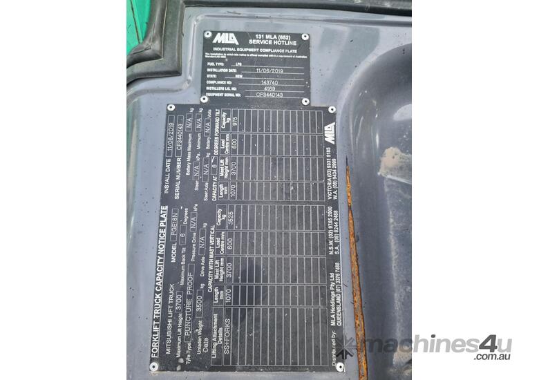 caption Mitsubishi 1.8T LPG 2-Stage Clearview Counterbalance Forklift
