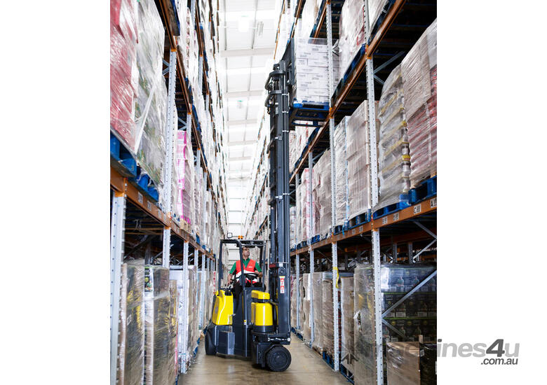caption Aisle-Master 2.5T Articulated Narrow Aisle Forklift