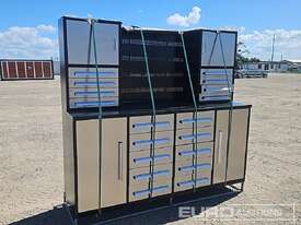 Unused 2.1m Work Bench/Tool Cabinet, 18 Drawers  - picture0' - Click to enlarge