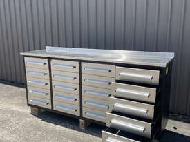 Unused 7FT 20 Draw Stainless Steel Work Bench - picture0' - Click to enlarge