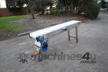 Stainless Steel Motorised Variable Speed Incline Belt Conveyor 1.92m Long