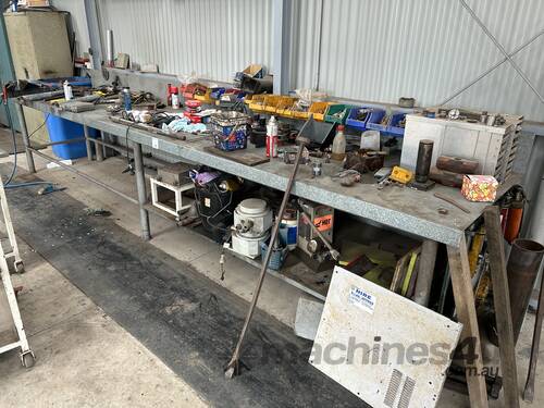 Contents Of Steel Frame Workbench W  Vice